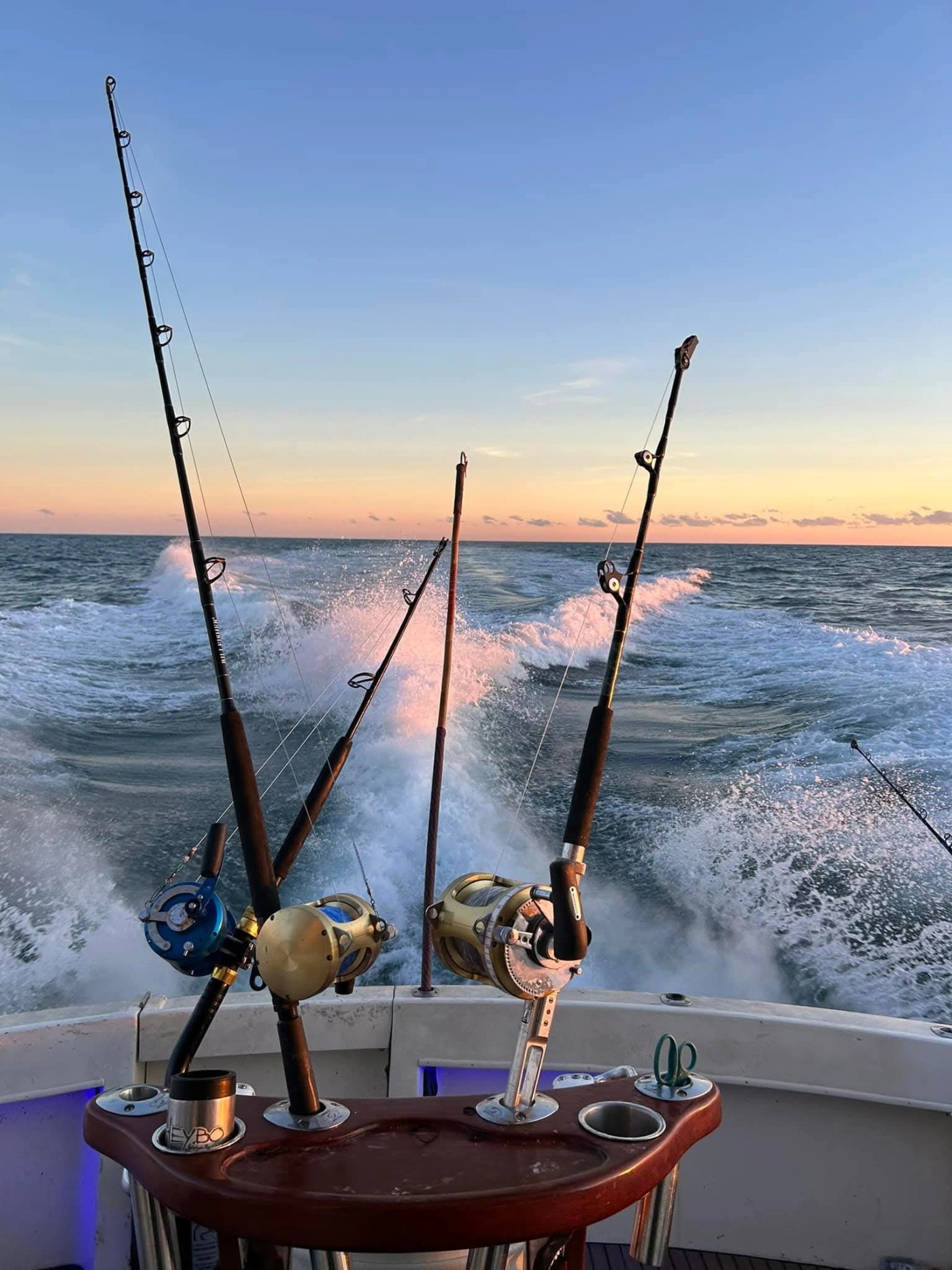 Rods set in the cockpit at sunset